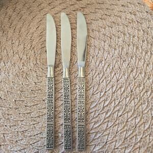 VINTAGE ORLEANS ORL16 Stainless 3 Butter Knives Flatware Silverware 8 in